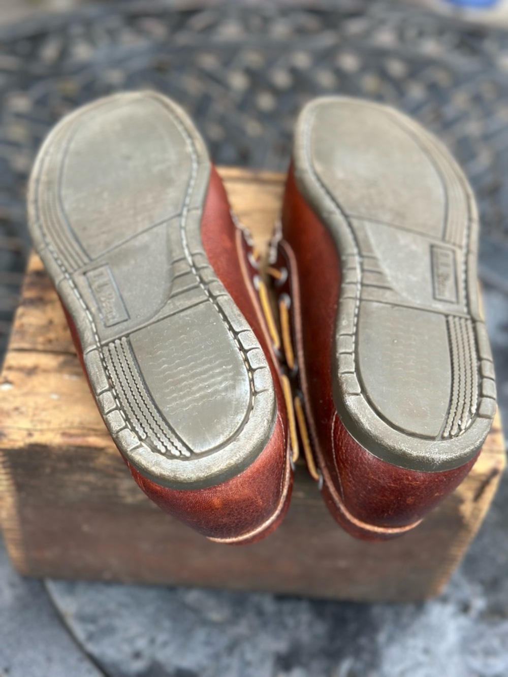 LL Bean Men's Brown Leather Moccasin Boat Shoes Loafers - Picture 7 of 8